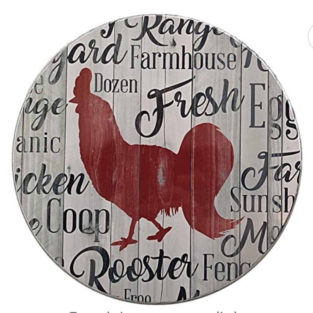 Range Kleen Burner Covers Farmhouse Rooster ChicKen Decor Set of 4 White Red - Picture 4 of 8